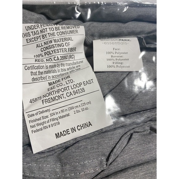 Madison Park Mini Comforter Set Gray King Down Alternative With 2 Shams NEW - Picture 6 of 14